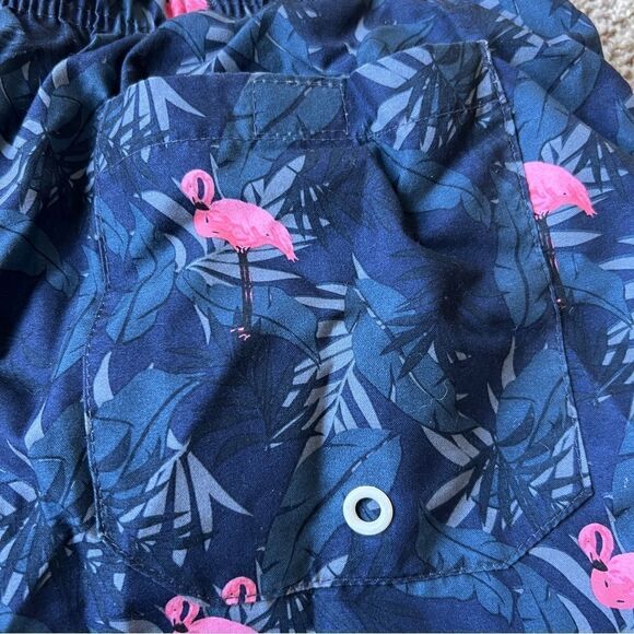 Beverly Hills Polo Club Navy Pink Flamingo Swim Trunks Size Large - Picture 7 of 9